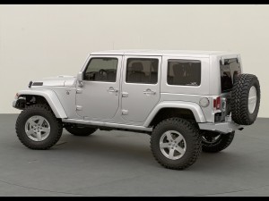 White Jeep Wrangler Unlimited Rubicon Side Angle